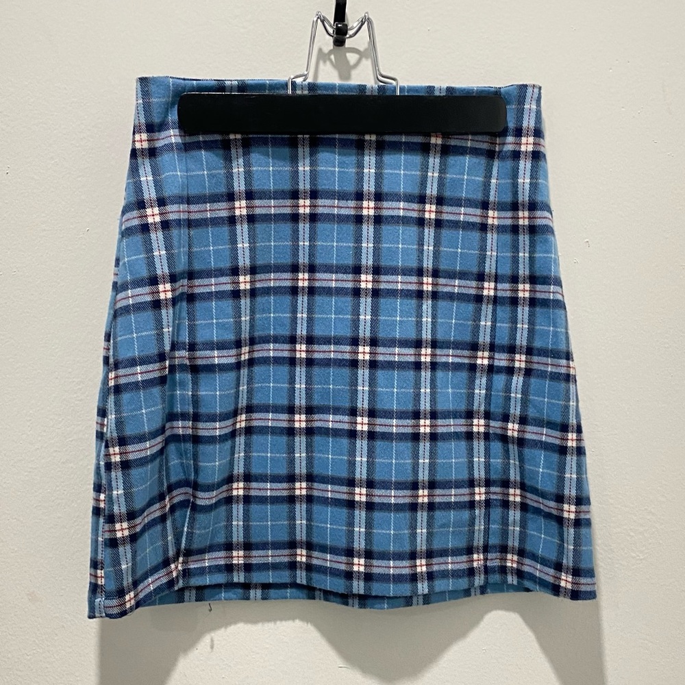 Brandy Melville blue plaid skirt OS